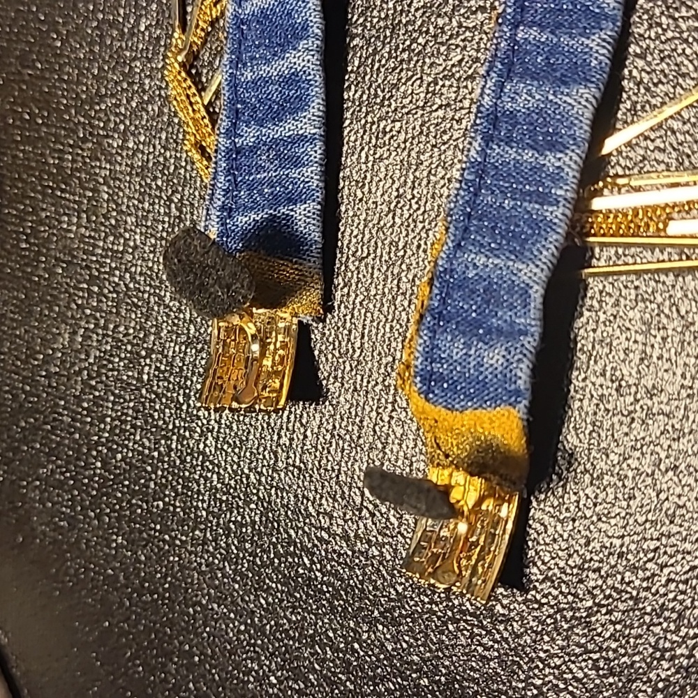 Clip on blue jeans denim fabric earrings - Picture 8 of 10